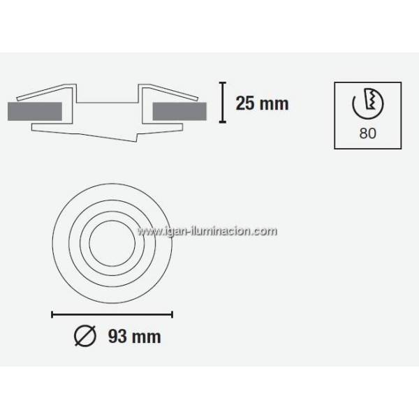 Foco Empotrable Helium GU10 Circular Aluminio Cristalrecord