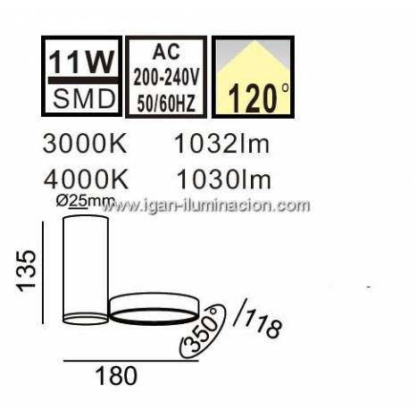 YLD LC1486GY LED 11w surface light grey