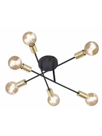 TRIO Cross 6L black + gold ceiling lamp