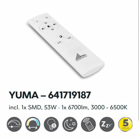 TRIO Yuma LED 100cm + remote control ceiling lamp