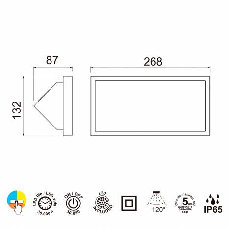 MANTRA Creek 20w LED IP65 CCT wall lamp