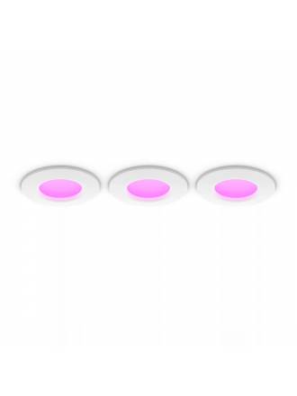 PHILIPS Pack 3 Slim Ø9cm Hue IP44 LED CCT + Color recessed light