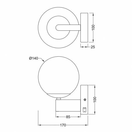 TRIO Kula E14 IP44 wall lamp glass